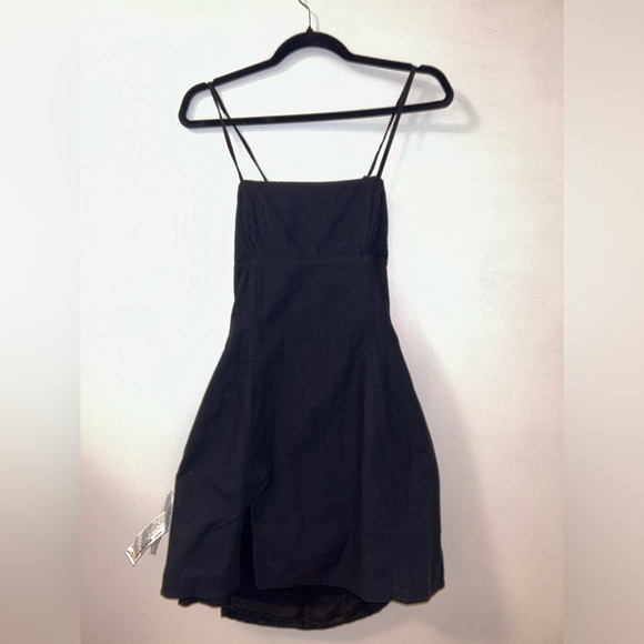 Black back Lace-Up Mini Dress with Slit by Zara - Picture 2 of 4